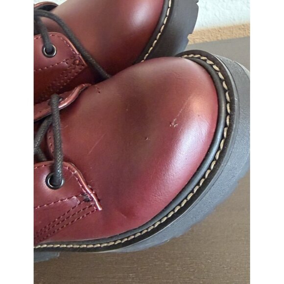 Madden girl Carra Platform Combat Boots Women’s Size 6 Burgundy Lace-up Side Zip - Picture 5 of 11